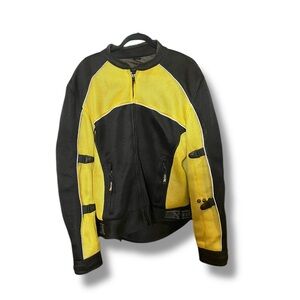 Xelement Men’s Medium Motorcycle Riding Jacket Black Yellow Mesh Armor